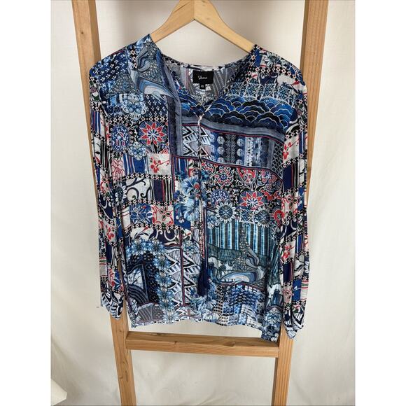 Shana Sweaters - NWT Shana Mulitcolor 100% Viscose SILK Tunic Top #1001 Size Small